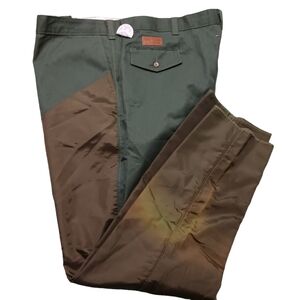 Mens Hunting Pants Big Guys Green Raw Edge Suspender Buttons Waist 60